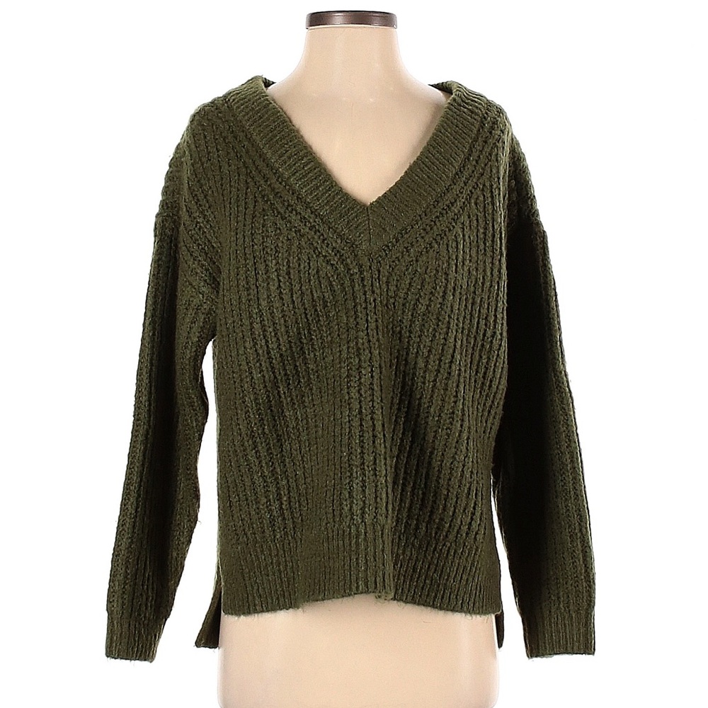 NWT LUCKY BRAND• Olive Green Knitted V Neck Sweater